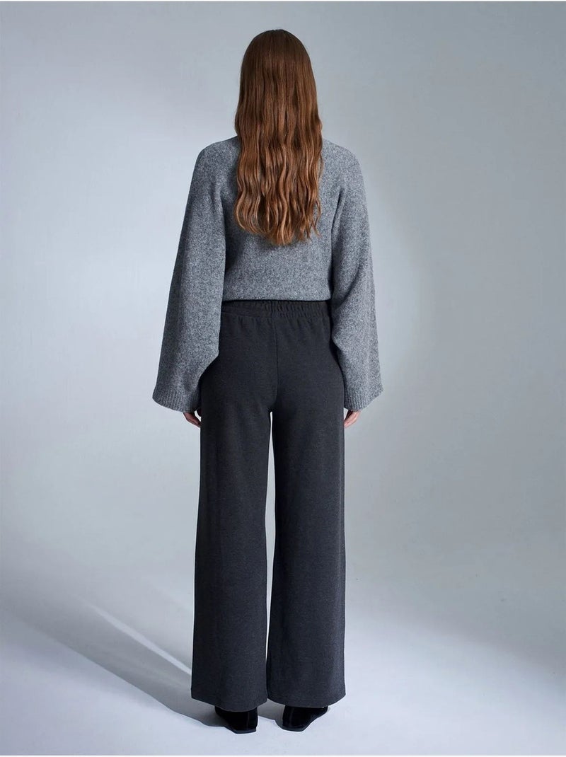 DILVIN Pantalon Femme À Jambes Larges Et Taille Élastique gris anthracite - Kiabi