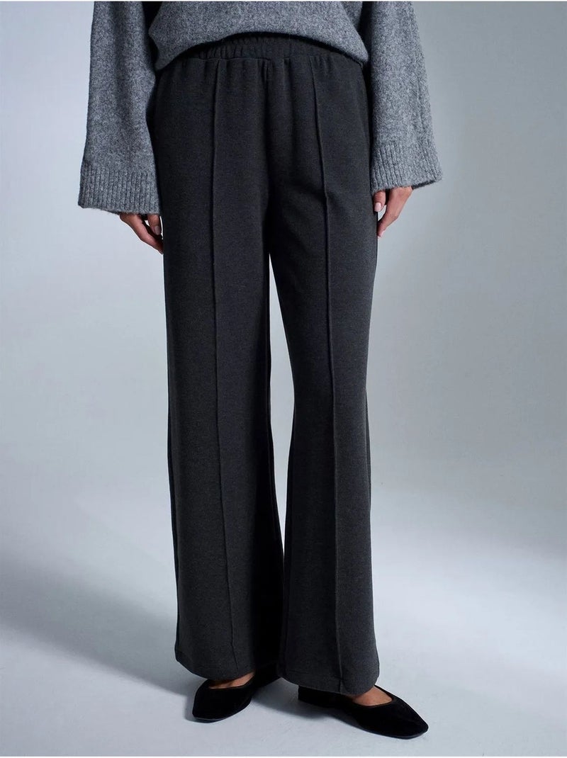 DILVIN Pantalon Femme À Jambes Larges Et Taille Élastique gris anthracite - Kiabi