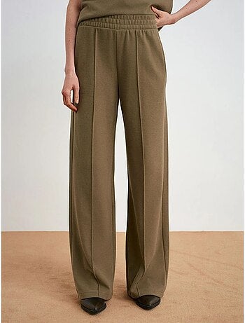 DILVIN Pantalon Femme À Jambes Larges Et Taille Élastique