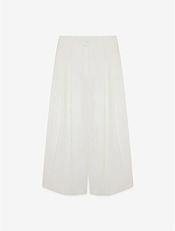 DILVIN Pantalon Femme À Taille Haute Et Jambe Large En Crêpe