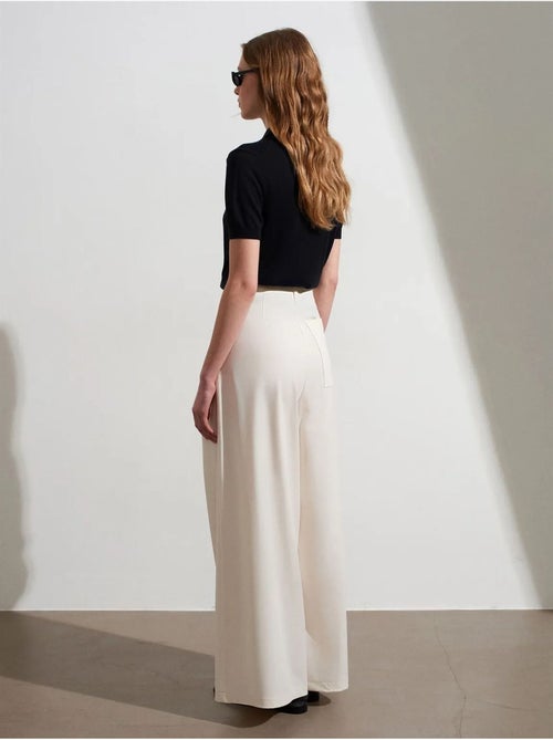 DILVIN Pantalon Femme À Taille Haute Et Jambe Large En Crêpe - Kiabi DILVIN Pantalon Femme À Taille Haute Et Jambe Large En Crêpe - Kiabi