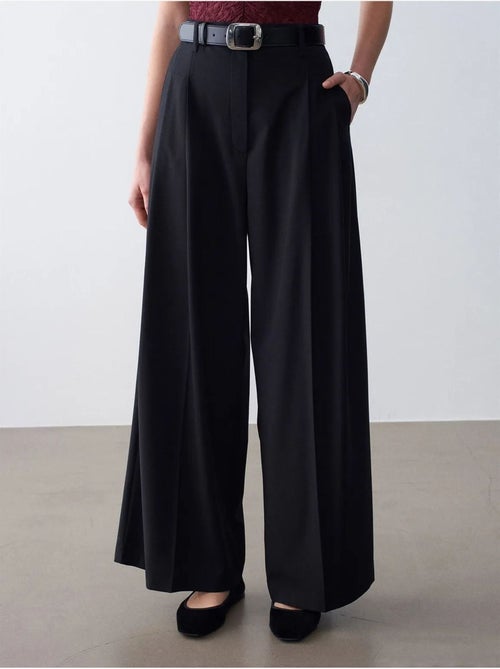 DILVIN Pantalon Femme À Taille Haute Et Jambe Large En Crêpe - Kiabi DILVIN Pantalon Femme À Taille Haute Et Jambe Large En Crêpe - Kiabi