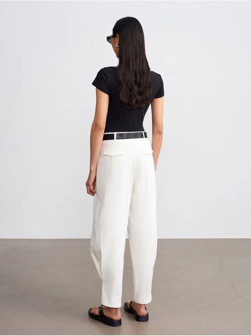 DILVIN Pantalon Femme À Taille Haute Et Jambe Large En Popeline - Kiabi
