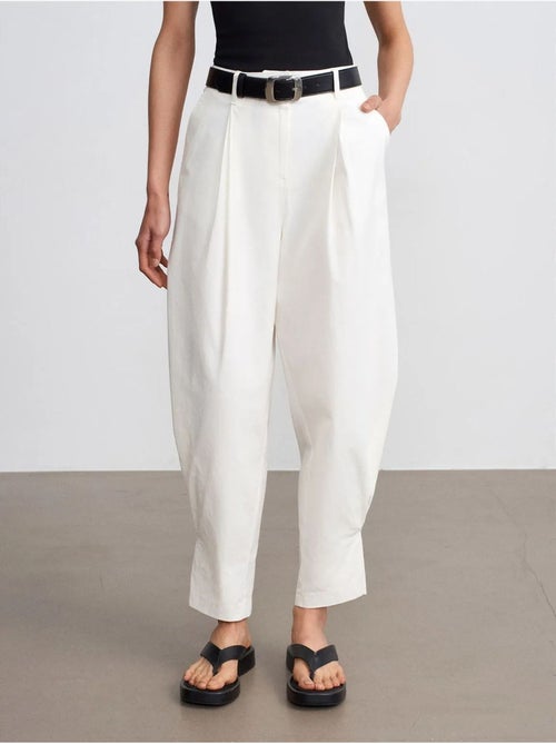 DILVIN Pantalon Femme À Taille Haute Et Jambe Large En Popeline - Kiabi