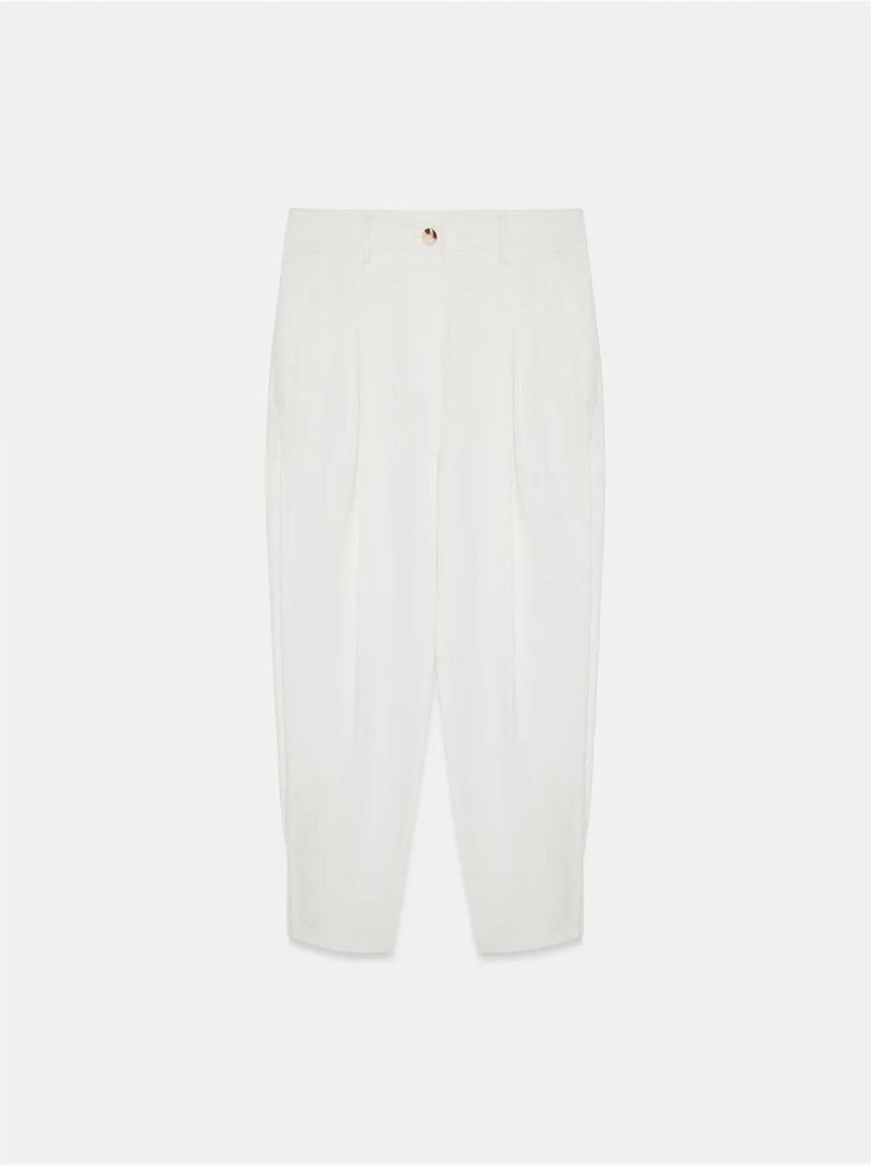 DILVIN Pantalon Femme À Taille Haute Et Jambe Large En Popeline Blanc cassé - Kiabi