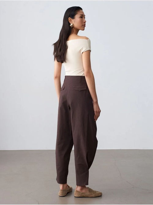 DILVIN Pantalon Femme À Taille Haute Et Jambe Large En Popeline - Kiabi DILVIN Pantalon Femme À Taille Haute Et Jambe Large En Popeline - Kiabi
