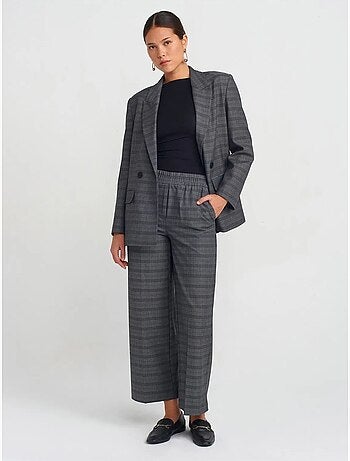 DILVIN Pantalon Femme Ample À Carreaux, Longueur Cheville