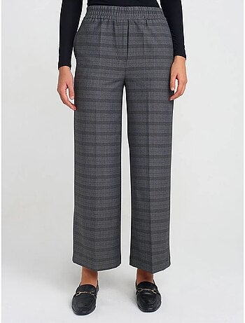 DILVIN Pantalon Femme Ample À Carreaux, Longueur Cheville