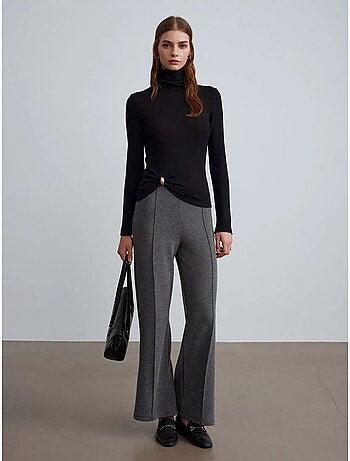 DILVIN Pantalon Femme Ample À Taille Mi-haute