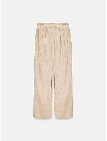 DILVIN Pantalon Femme Ample En Tissu Tissé À Taille À Cordon