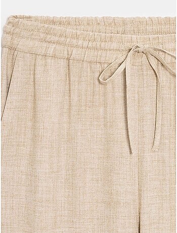 DILVIN Pantalon Femme Ample En Tissu Tissé À Taille À Cordon