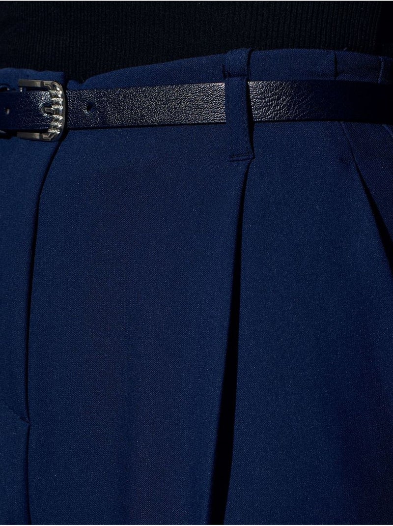 DILVIN Pantalon Femme Droit Avec Ceinture Bleu marine - Kiabi