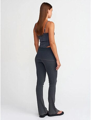 DILVIN Pantalon Femme En Jersey À Taille Haute Et Coupe Évasée