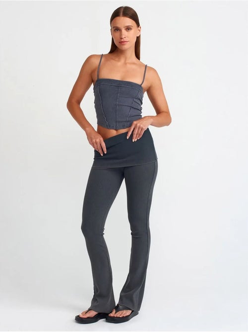 DILVIN Pantalon Femme En Jersey À Taille Haute Et Coupe Évasée - Kiabi DILVIN Pantalon Femme En Jersey À Taille Haute Et Coupe Évasée - Kiabi