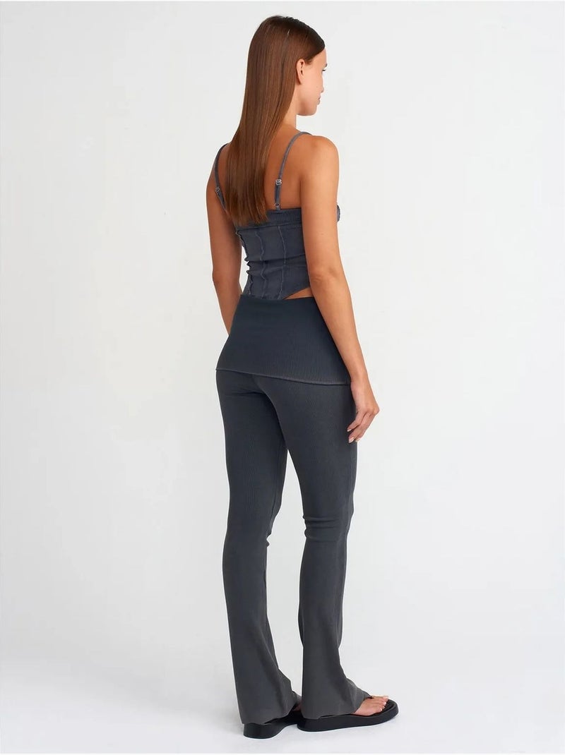 DILVIN Pantalon Femme En Jersey À Taille Haute Et Coupe Évasée gris anthracite - Kiabi