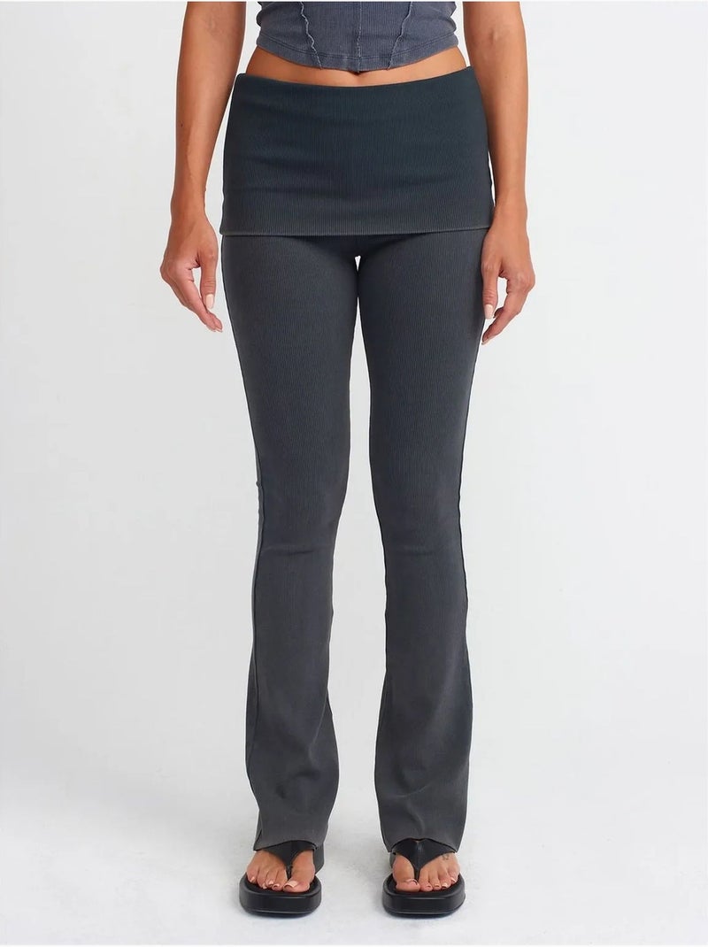DILVIN Pantalon Femme En Jersey À Taille Haute Et Coupe Évasée gris anthracite - Kiabi