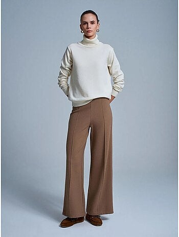 DILVIN Pantalon Femme En Maille À Jambe Large