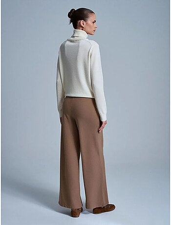 DILVIN Pantalon Femme En Maille À Jambe Large