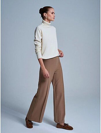 DILVIN Pantalon Femme En Maille À Jambe Large