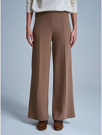 DILVIN Pantalon Femme En Maille À Jambe Large