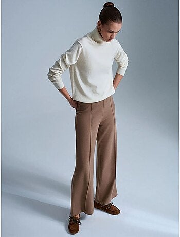 DILVIN Pantalon Femme En Maille À Jambe Large