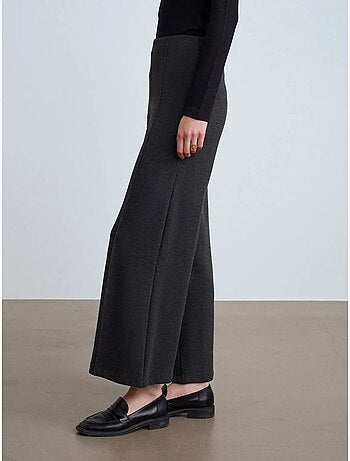 DILVIN Pantalon Femme En Maille À Jambe Large