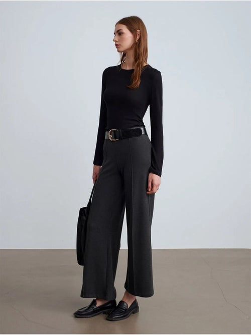 DILVIN Pantalon Femme En Maille À Jambe Large - Kiabi DILVIN Pantalon Femme En Maille À Jambe Large - Kiabi