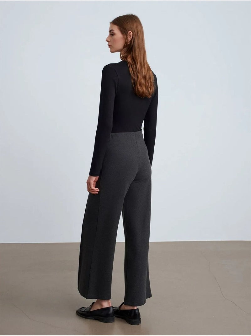 DILVIN Pantalon Femme En Maille À Jambe Large gris anthracite - Kiabi