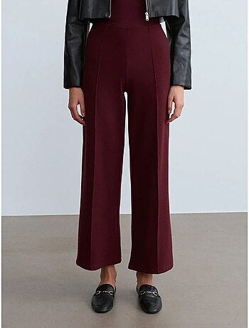 DILVIN Pantalon Femme En Maille À Jambe Large
