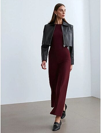 DILVIN Pantalon Femme En Maille À Jambe Large