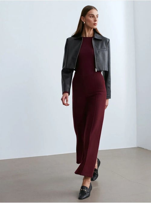 DILVIN Pantalon Femme En Maille À Jambe Large - Kiabi