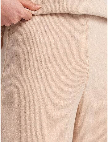 DILVIN Pantalon Femme En Maille À Taille Haute Et Jambe Large