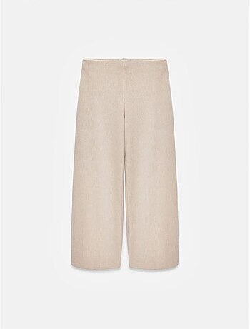 DILVIN Pantalon Femme En Maille À Taille Haute Et Jambe Large