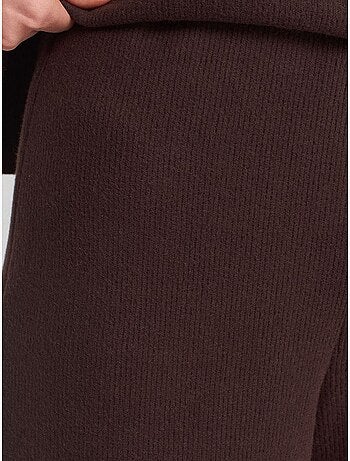 DILVIN Pantalon Femme En Maille À Taille Haute Et Jambe Large