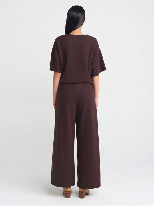 DILVIN Pantalon Femme En Maille À Taille Haute Et Jambe Large - Kiabi DILVIN Pantalon Femme En Maille À Taille Haute Et Jambe Large - Kiabi