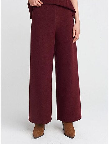 DILVIN Pantalon Femme En Maille À Taille Haute Et Jambe Large