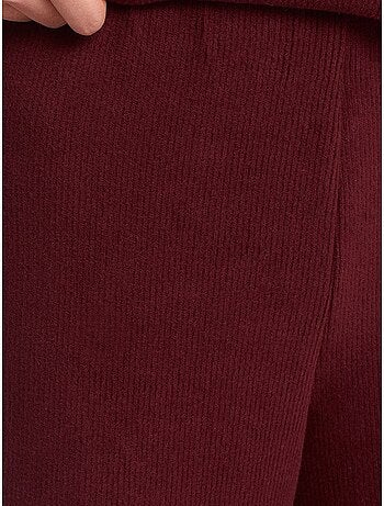 DILVIN Pantalon Femme En Maille À Taille Haute Et Jambe Large