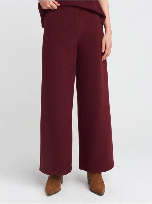 DILVIN Pantalon Femme En Maille À Taille Haute Et Jambe Large - Kiabi