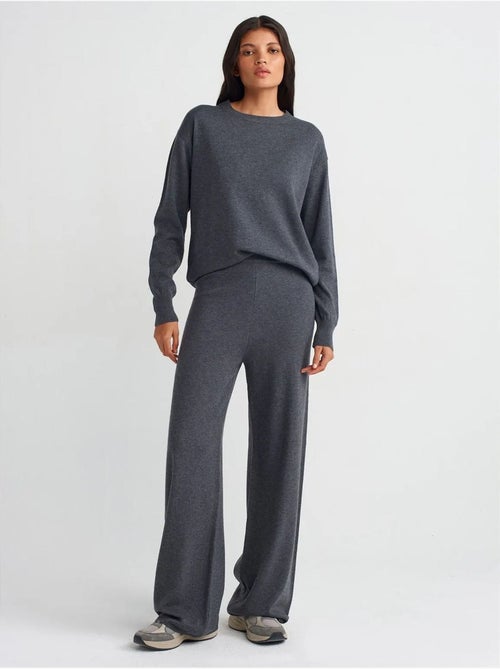 DILVIN Pantalon Femme En Maille Lurex À Jambe Large - Kiabi