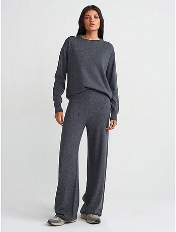 Pantalon femme en maille lurex à jambe large dilvin