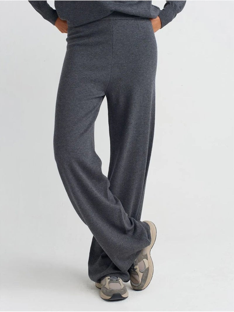 DILVIN Pantalon Femme En Maille Lurex À Jambe Large Gris Noir - Kiabi