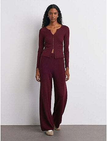 DILVIN Pantalon Femme En Maille Lurex À Jambe Large