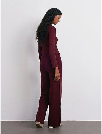 DILVIN Pantalon Femme En Maille Lurex À Jambe Large