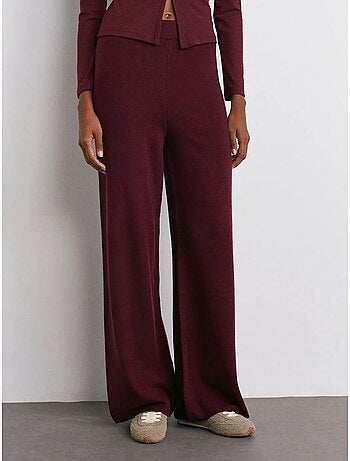 DILVIN Pantalon Femme En Maille Lurex À Jambe Large