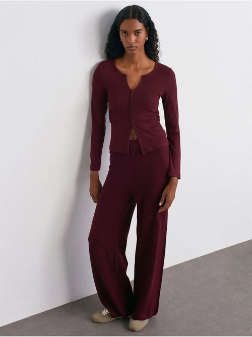 DILVIN Pantalon Femme En Maille Lurex À Jambe Large - Kiabi