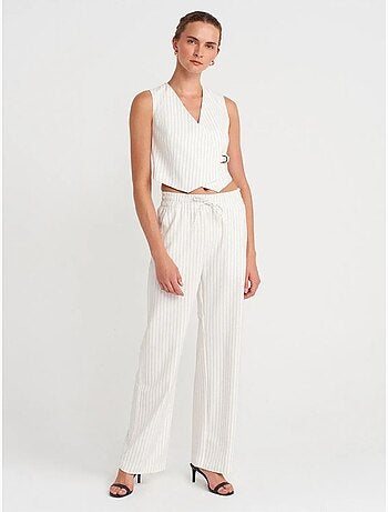 DILVIN Pantalon Femme Large À Rayures