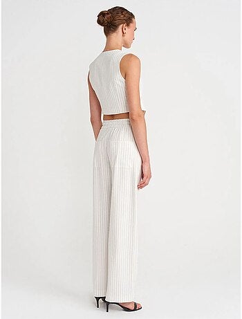 DILVIN Pantalon Femme Large À Rayures