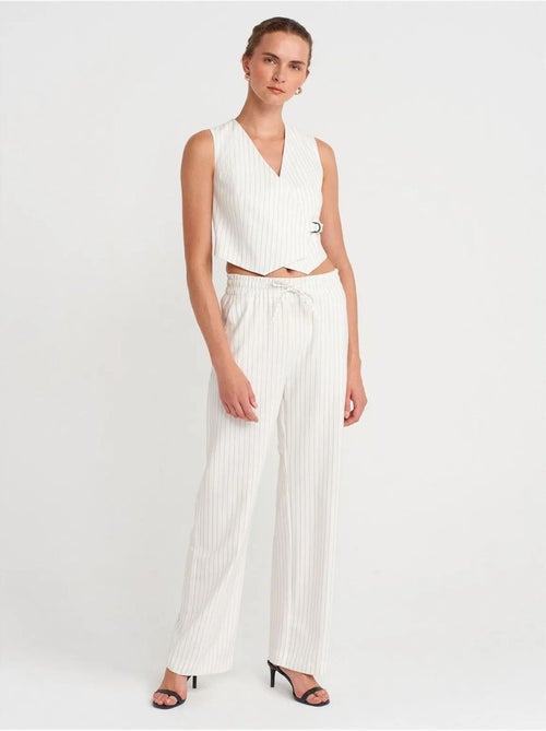 DILVIN Pantalon Femme Large À Rayures - Kiabi DILVIN Pantalon Femme Large À Rayures - Kiabi