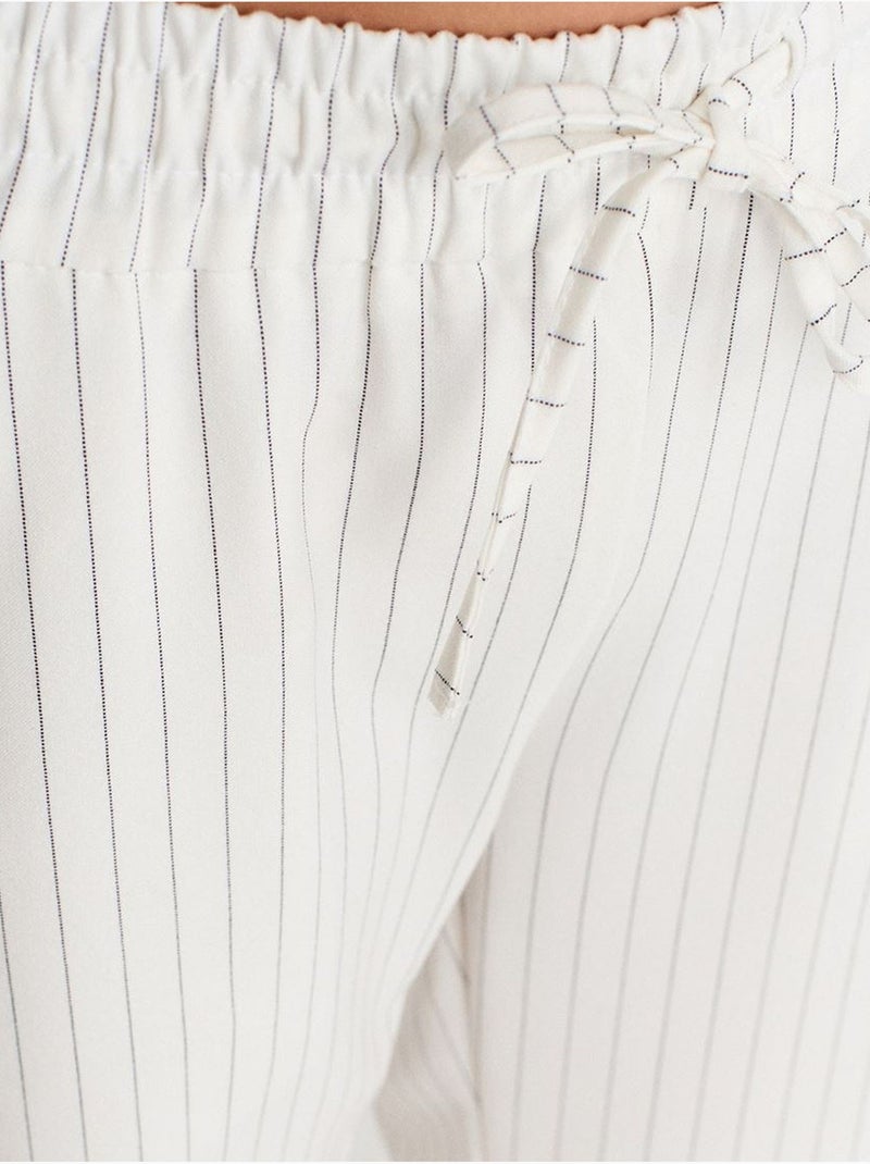 DILVIN Pantalon Femme Large À Rayures Blanc cassé - Kiabi