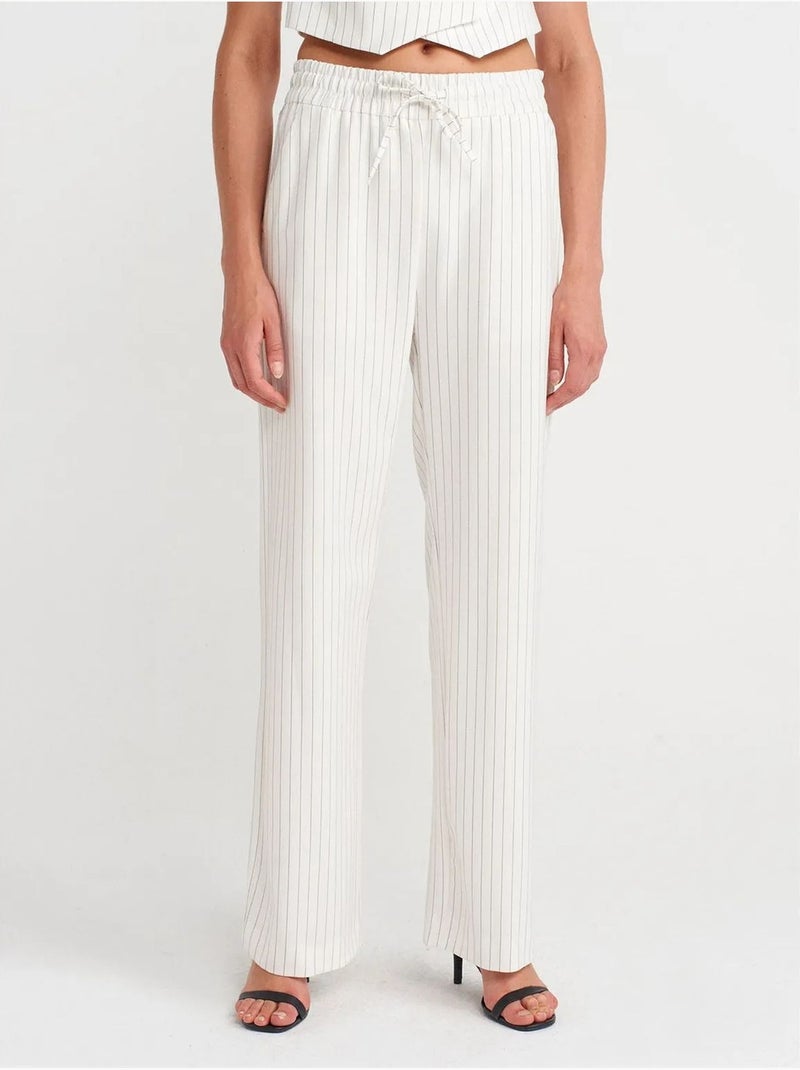 DILVIN Pantalon Femme Large À Rayures Blanc cassé - Kiabi